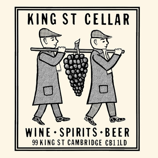 King Street Cellar Logo with two men carrying grapes on shoulders 